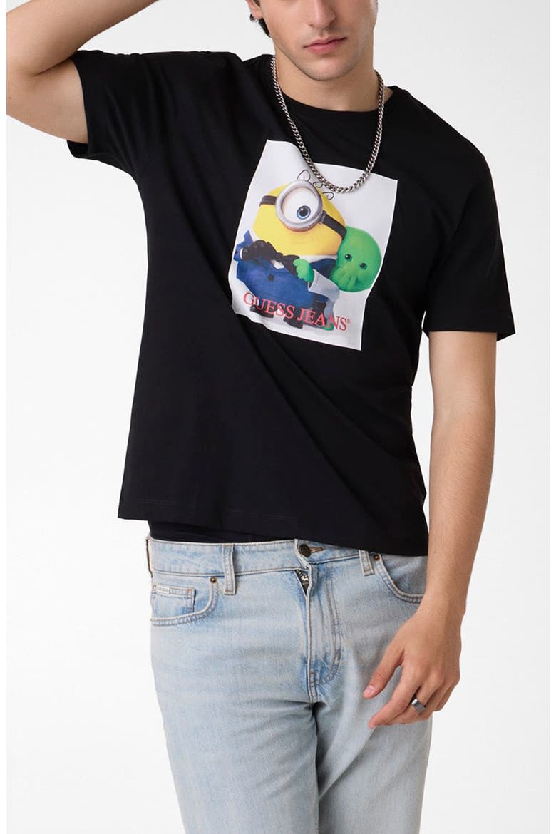 x Minions Photo Cotton Graphic T-Shirt, Main, color, JET BLACK