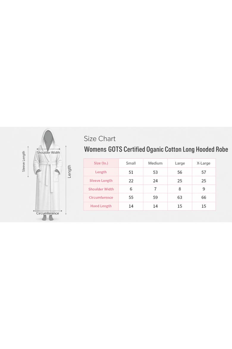 Womens GOTS Certified Oganic Cotton Long Hooded Robe, Alternate, color, Seafoam