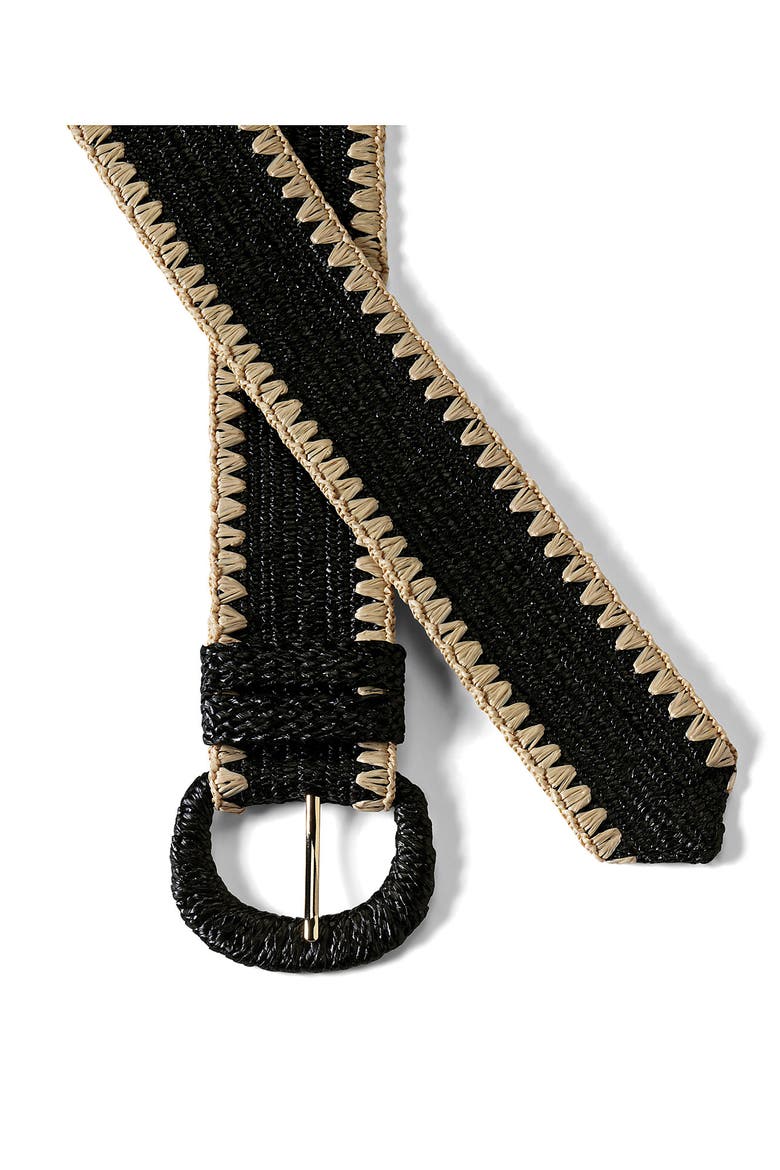 Stretch Raffia Belt, Alternate, color, Black/Natural