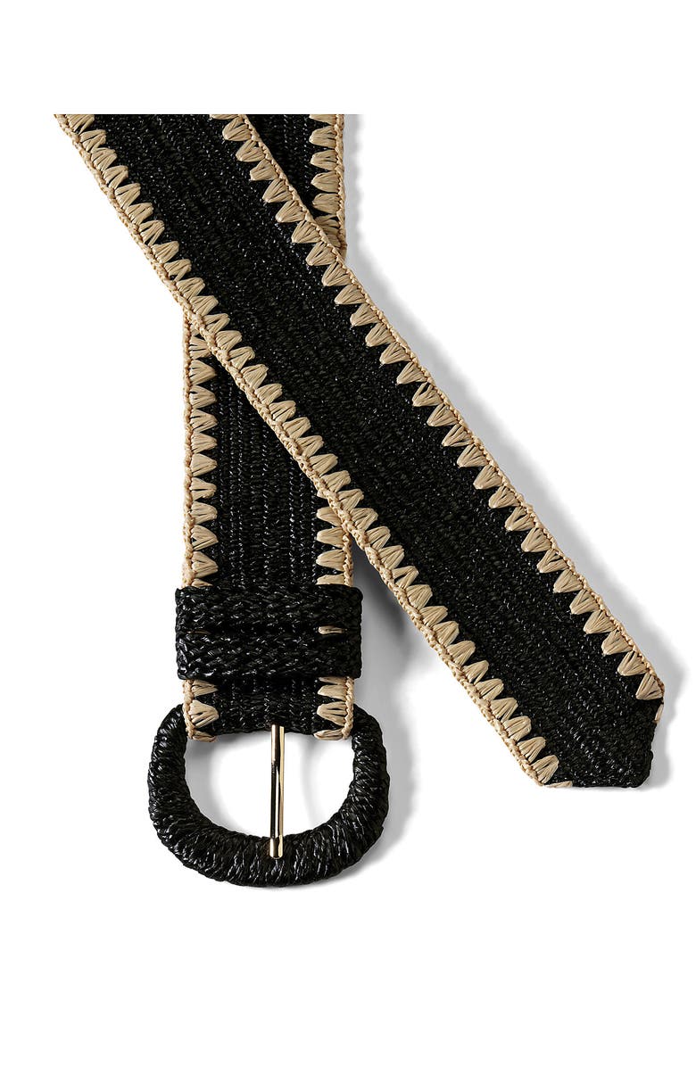 Lands' End Stretch Raffia Belt, Alternate, color, Black/Natural