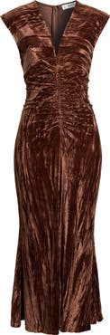 ASTR the Label Daisha Ruched Velour Midi Dress