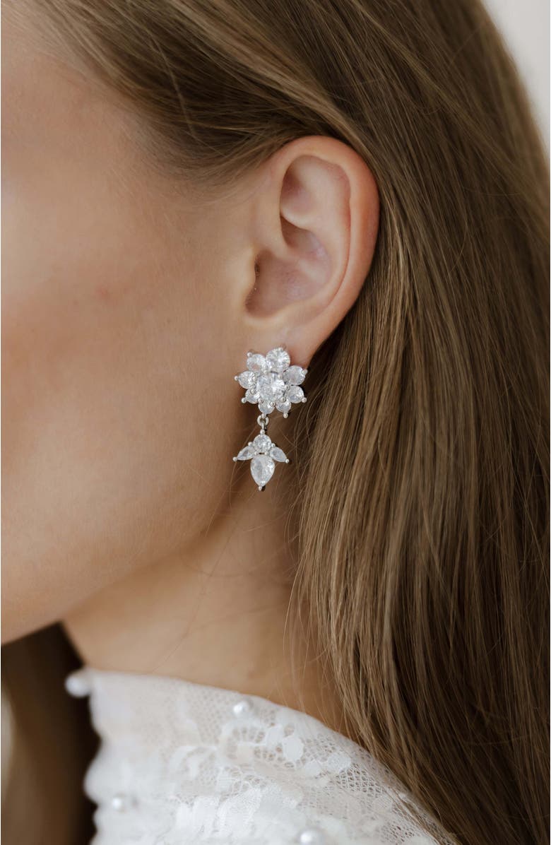 Untamed Petals Whisper Crystal Drop Earrings, Alternate, color,