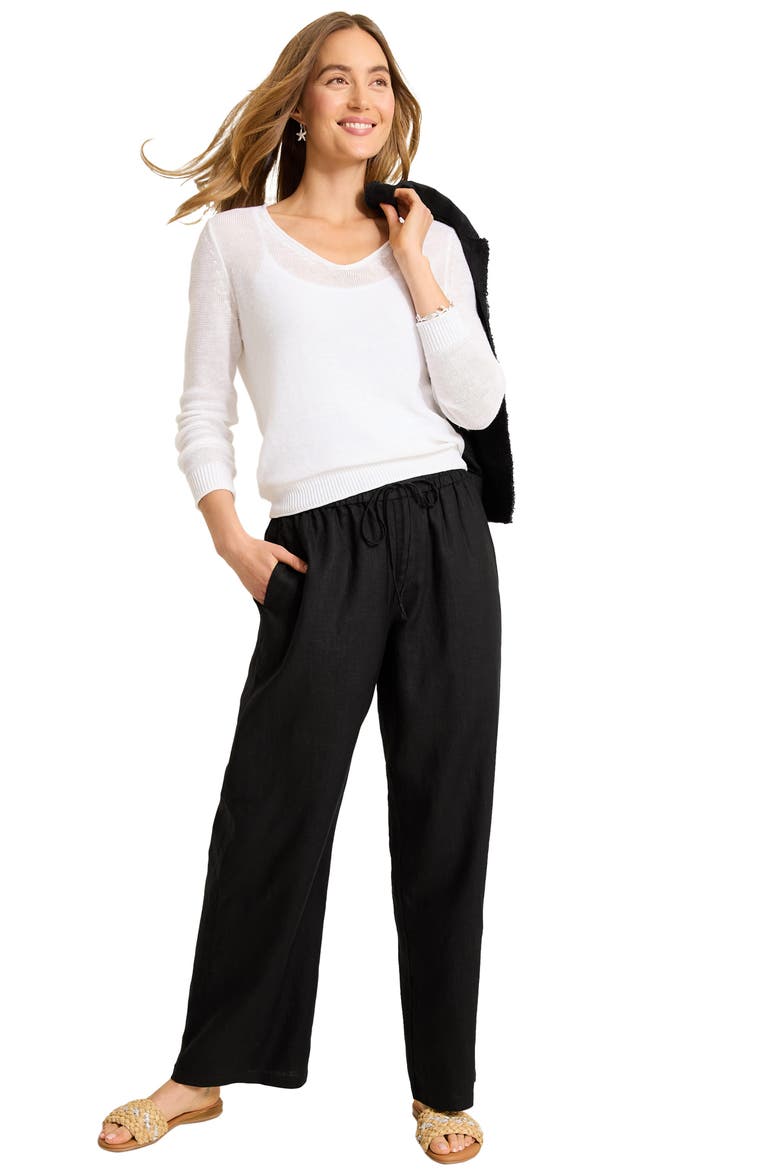 Two Palms Easy Linen Drawstring Pants, Alternate, color, BLACK