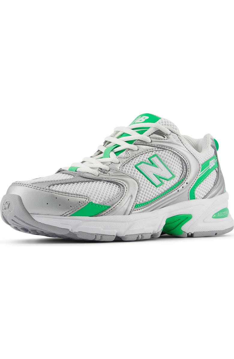 New Balance Gender Inclusive 530 Sneaker, Alternate, color, Silver Metallic/ Green Apple