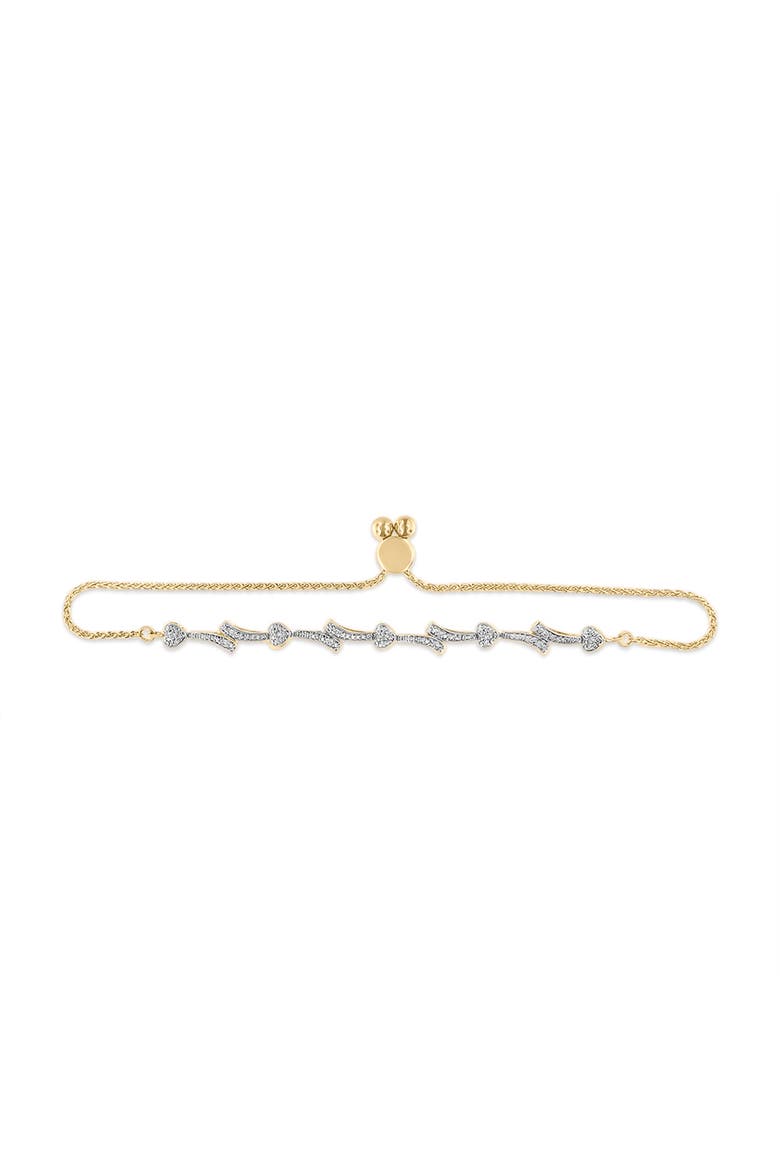 Silver Diamond Accent Heart and Wave Link Bolo Bracelet, Alternate, color, Yellow Gold over Silver