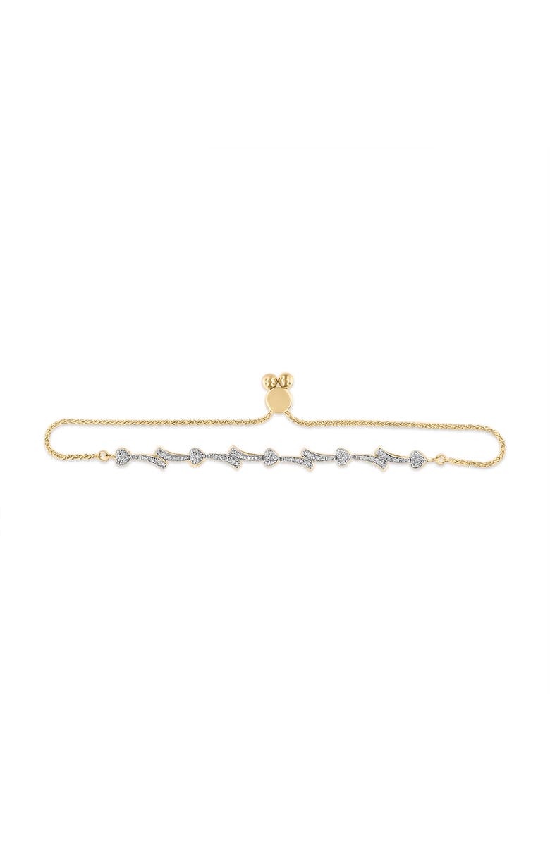 Haus of Brilliance Silver Diamond Accent Heart and Wave Link Bolo Bracelet, Alternate, color, Yellow Gold Over Silver