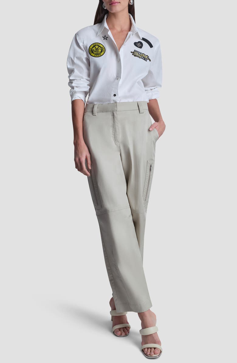 DKNY Stretch Cotton Poplin Cargo Pants, Alternate, color, Pebble