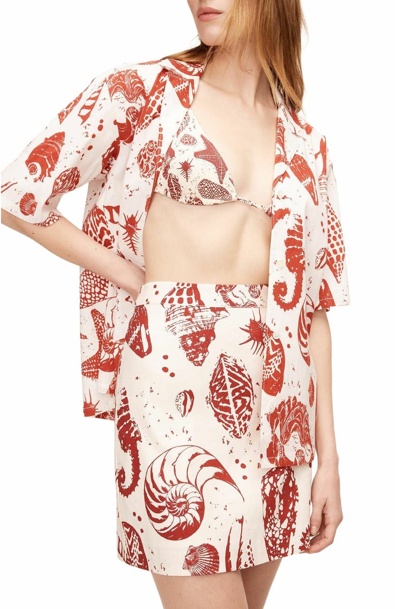 Rebecca Taylor Sea Shore Mini Skirt, Alternate, color, Print Red Clay Combo