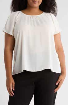 NORDSTROM RACK Gathered Crewneck Short Sleeve Top