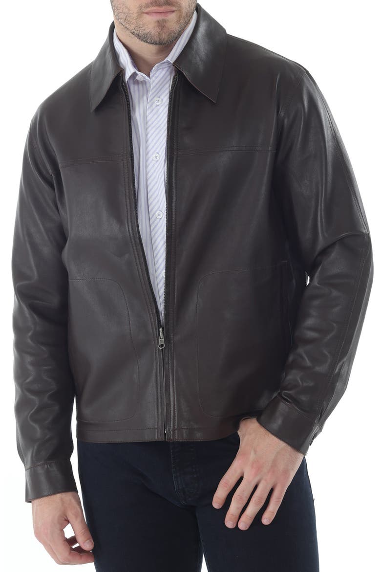 Smooth Reversible Leather Jacket, Main, color, BROWN