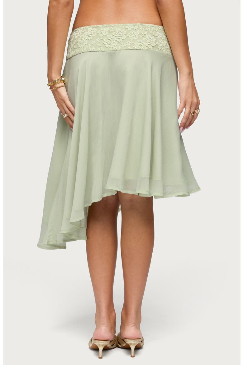 Evia Lacey Asymmetric Midi Skirt, Alternate, color, SAGE