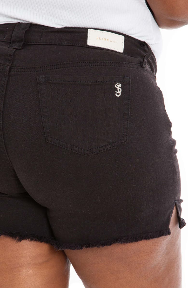 SLINK Jeans Side Vent Frayed Hem Denim Shorts, Alternate, color, 