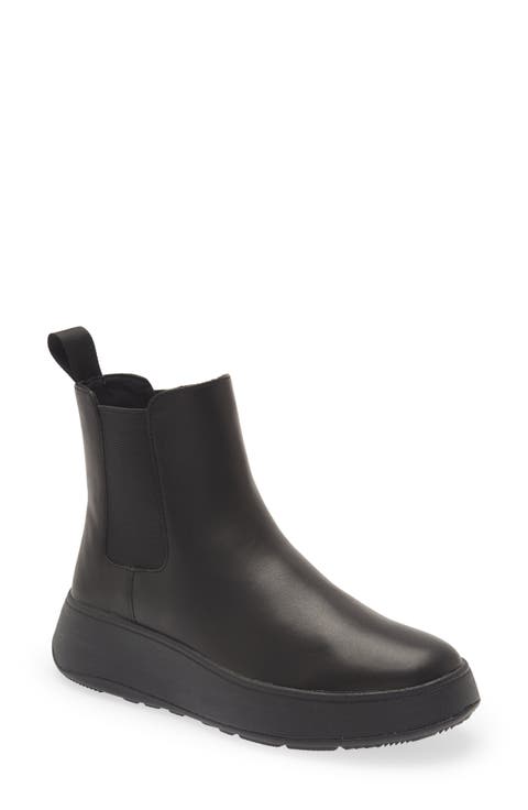 F-Mode Leather Flatform Chelsea Boot