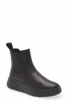 F-Mode Leather Flatform Chelsea Boot