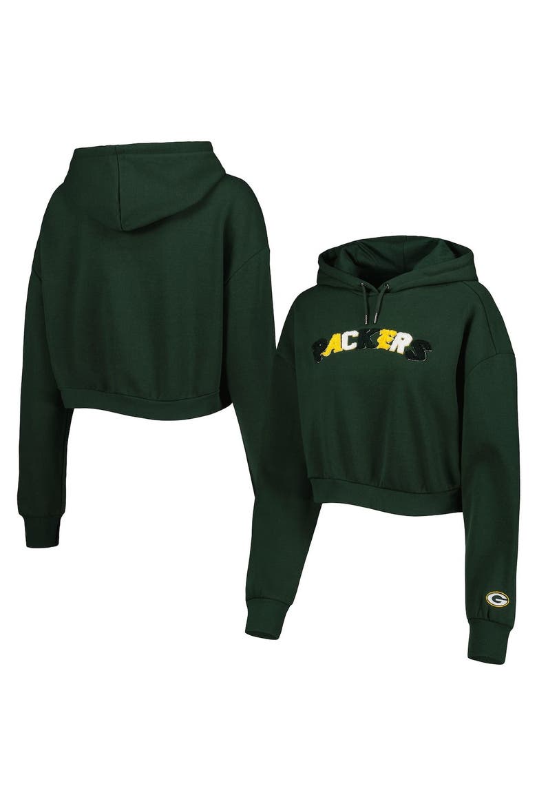 Women's The Wild Collective Green Green Bay Packers Cropped Pullover Hoodie, Main, color, Green