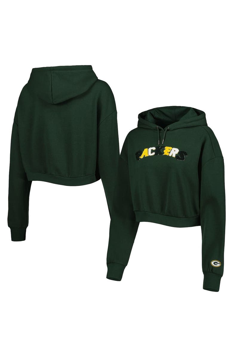 THE WILD COLLECTIVE Women's The Wild Collective Green Green Bay Packers Cropped Pullover Hoodie, Main, color, Green