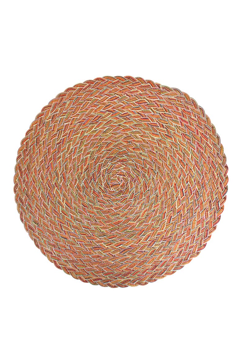 Variegated Round Woven Placemat Set/6, Alternate, color, Red