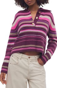 Free People Trading Up Stripe Polo Sweater