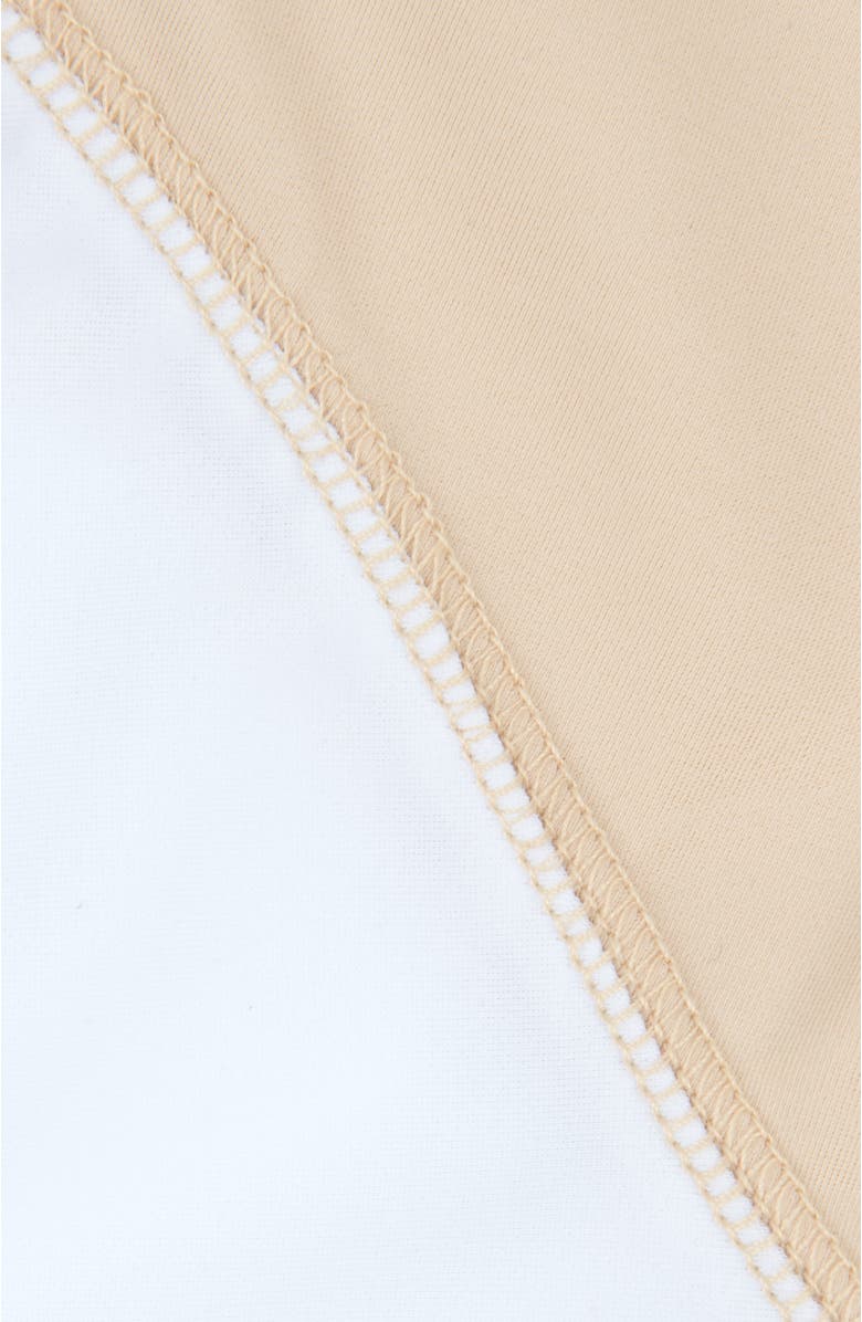 Leveret Baby One-Piece Rashguard, UPF 50+ Sun Protection Swimwear, Alternate, color, Beige & White