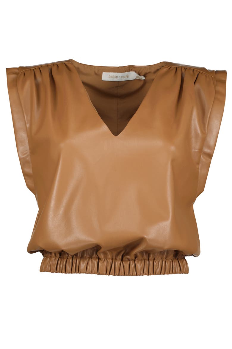 Simone Leather Top, Alternate, color, Black