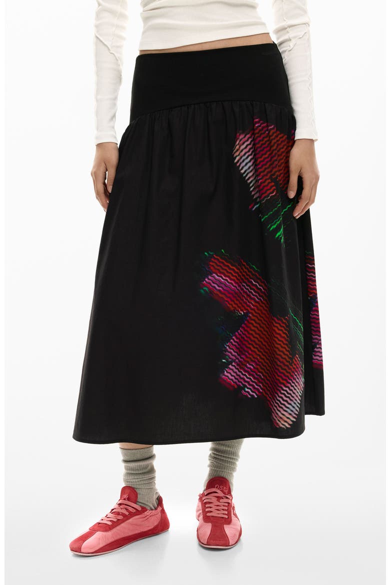 Evase Circle Skirt, Main, color, BLACK