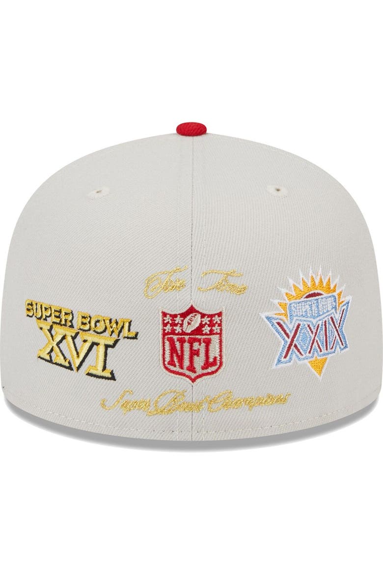 Men's New Era Khaki/Scarlet San Francisco 49ers Super Bowl Champions Patch 59FIFTY Fitted Hat, Alternate, color, Khaki
