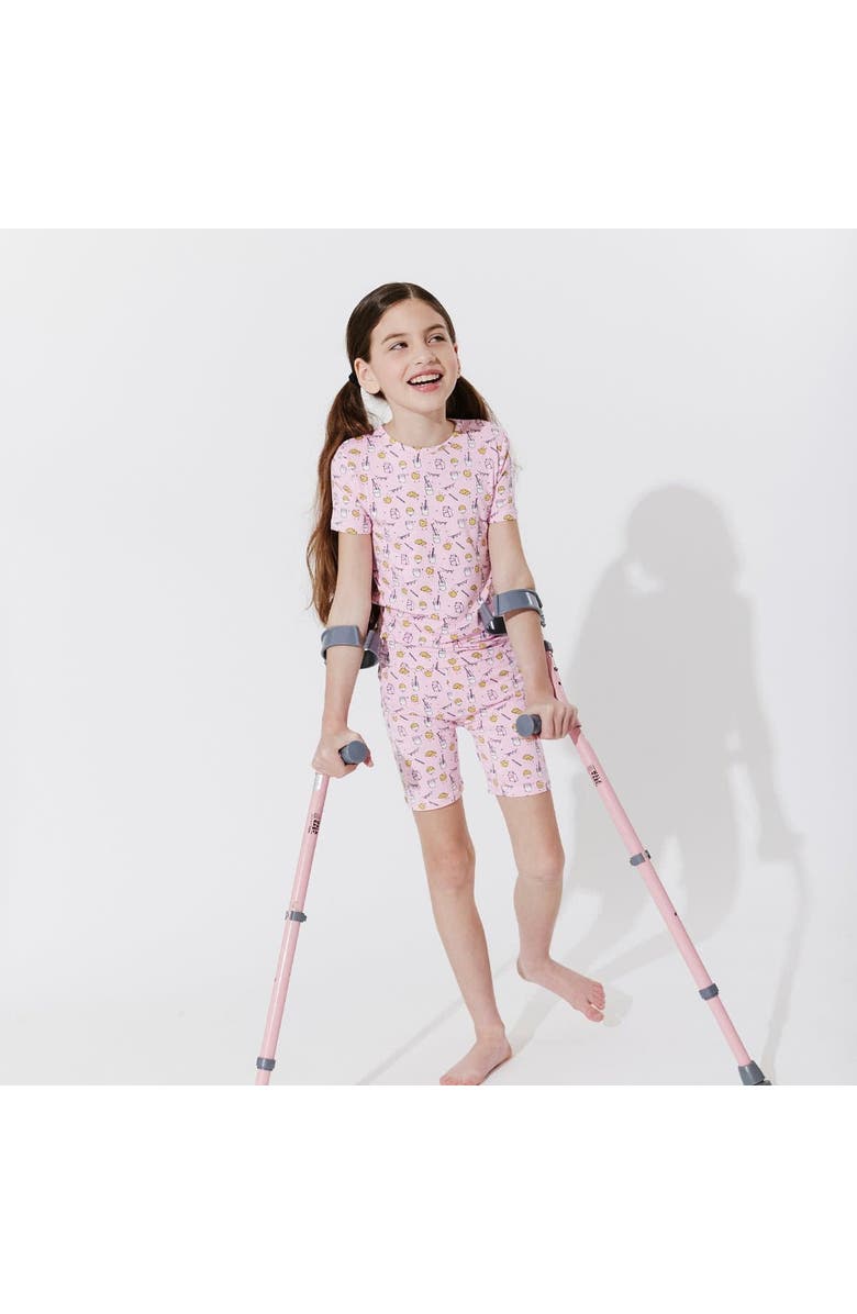 Bellabu Bear Pink Milk & Cookies Kids 2-Piece Short Sleeve & Shorts Pajama Set, Alternate, color, Pink Milk & Cookies