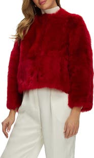 GORSKI Collarless Genuine Shearling Short Jacket, Reversible