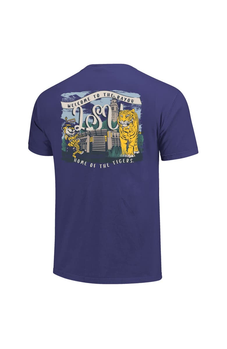 IMAGE ONE Women's Purple LSU Tigers Comfort Colors Campus Scene Drawing Script T-Shirt, Alternate, color,