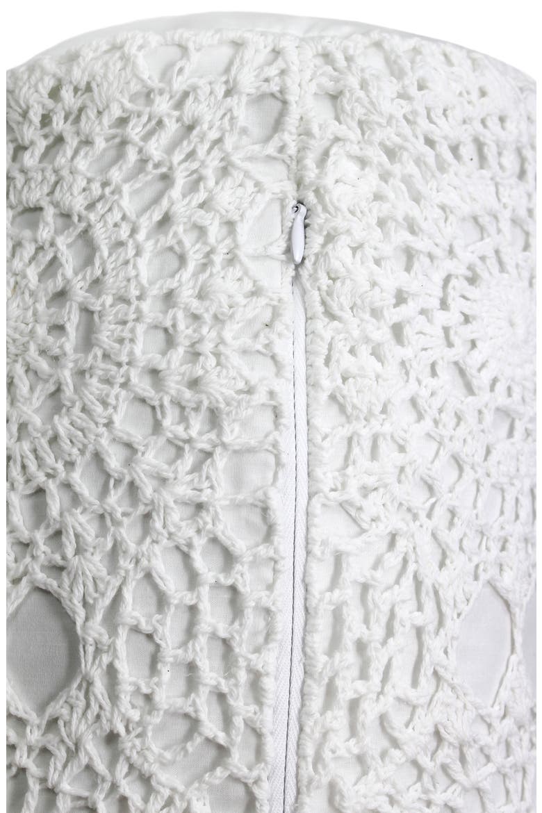 Decorative Crochet Accent Pillow, Alternate, color, WHITE