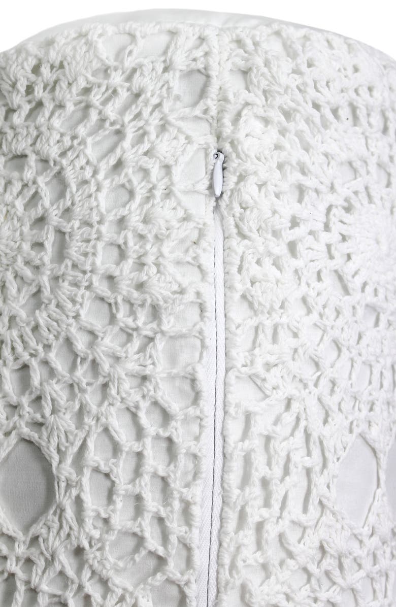 MELANGE HOME Decorative Crochet Accent Pillow, Alternate, color, White