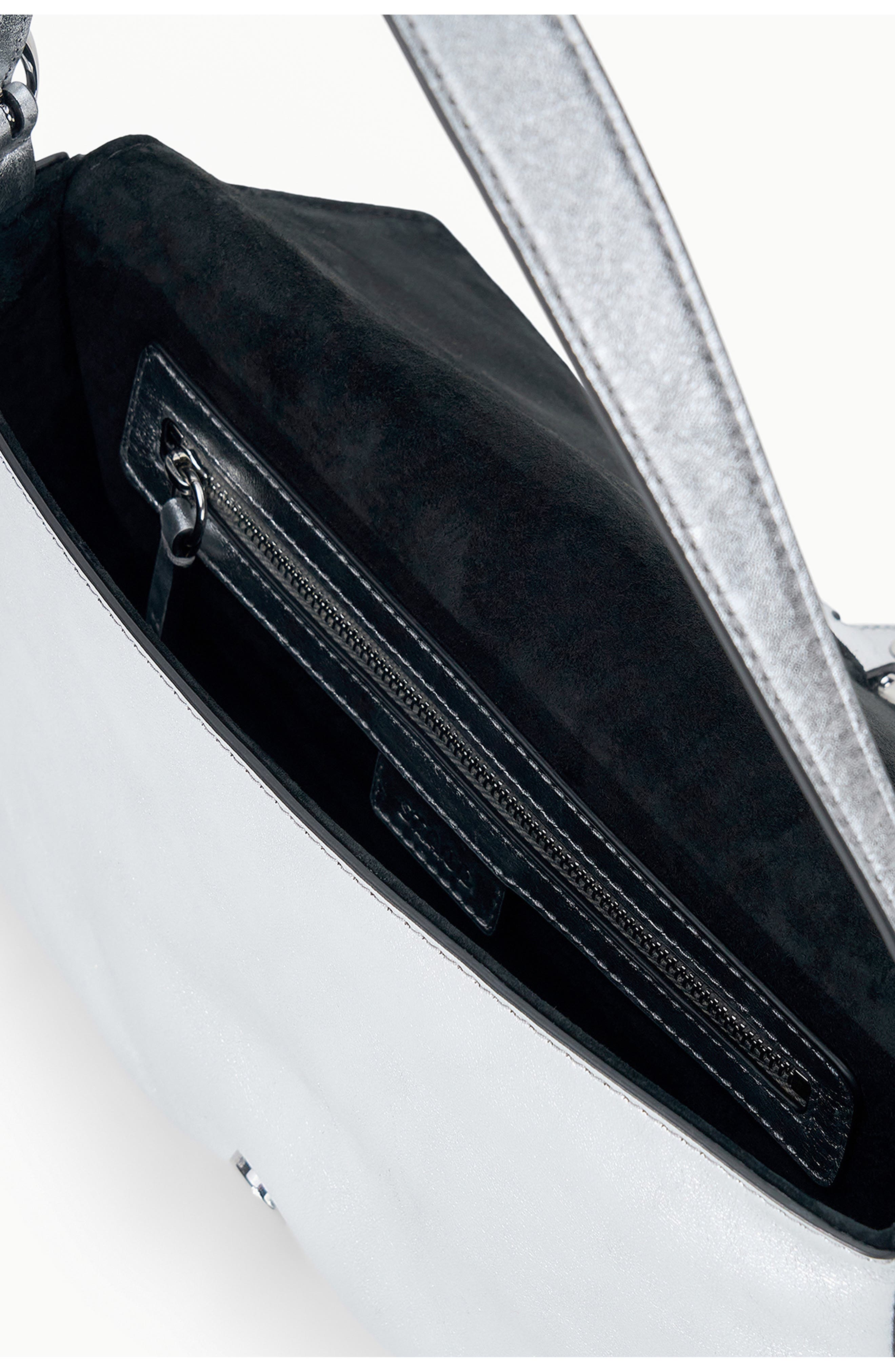 Harlow Leather Shoulder Bag, Alternate, color, SILVER
