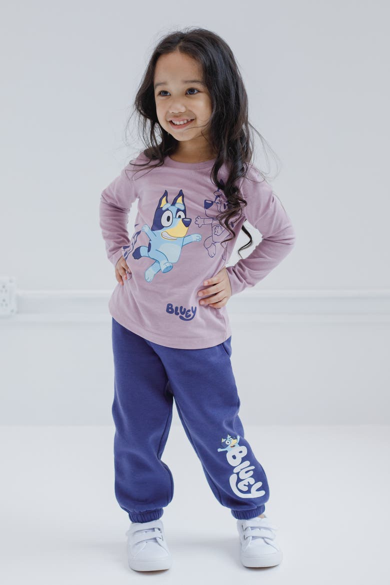 Zip-Up Hooded Vest, Tee and Pants Set, Alternate, color, Bluey Navy Mauve