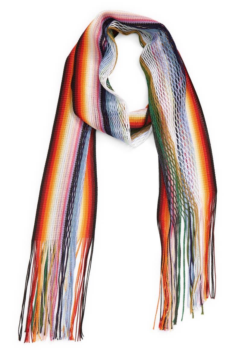 Stripe Knit Scarf, Alternate, color, MULTI RED