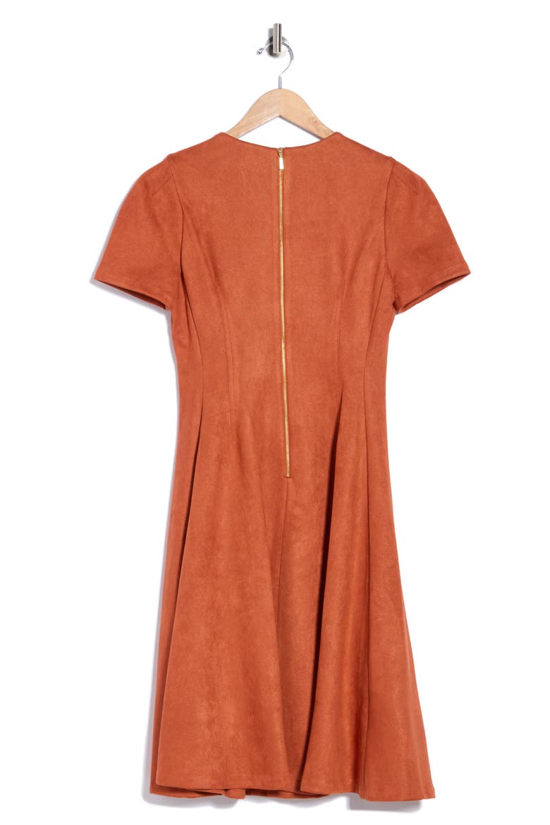 Faux Suede A-Line Dress, Alternate, color, RUST