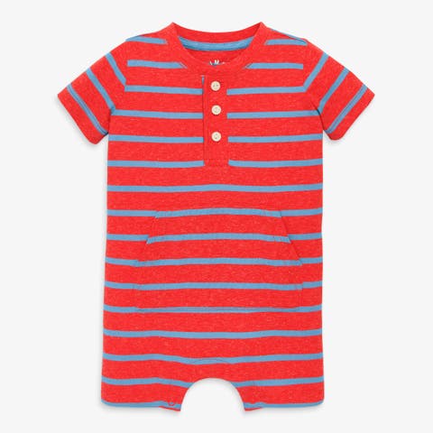 Baby Heathered Henley Shortie In Stripe