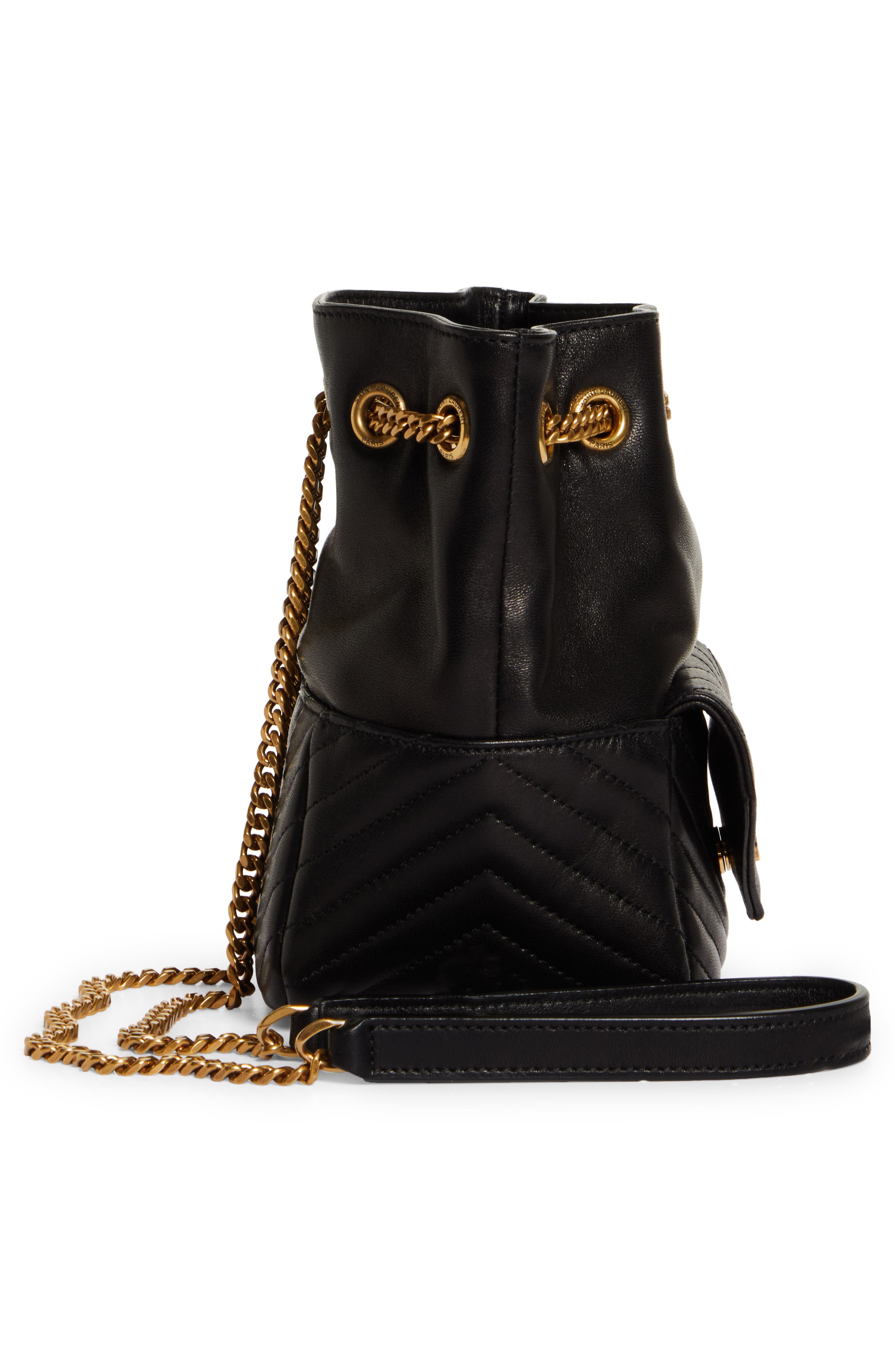 Saint Laurent Mini Joy Matelassé Leather Bucket Bag, Alternate, color, 