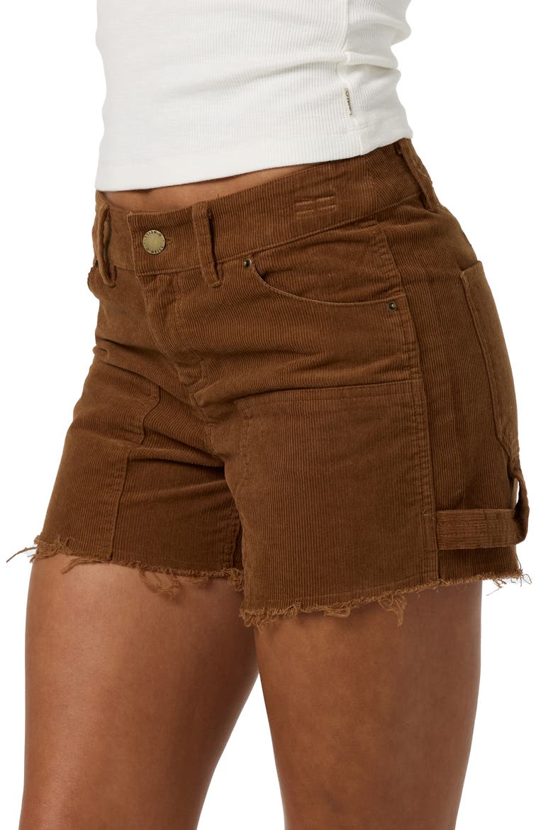 OG Harlyn Fray Denim Shorts, Alternate, color, TOFFEE