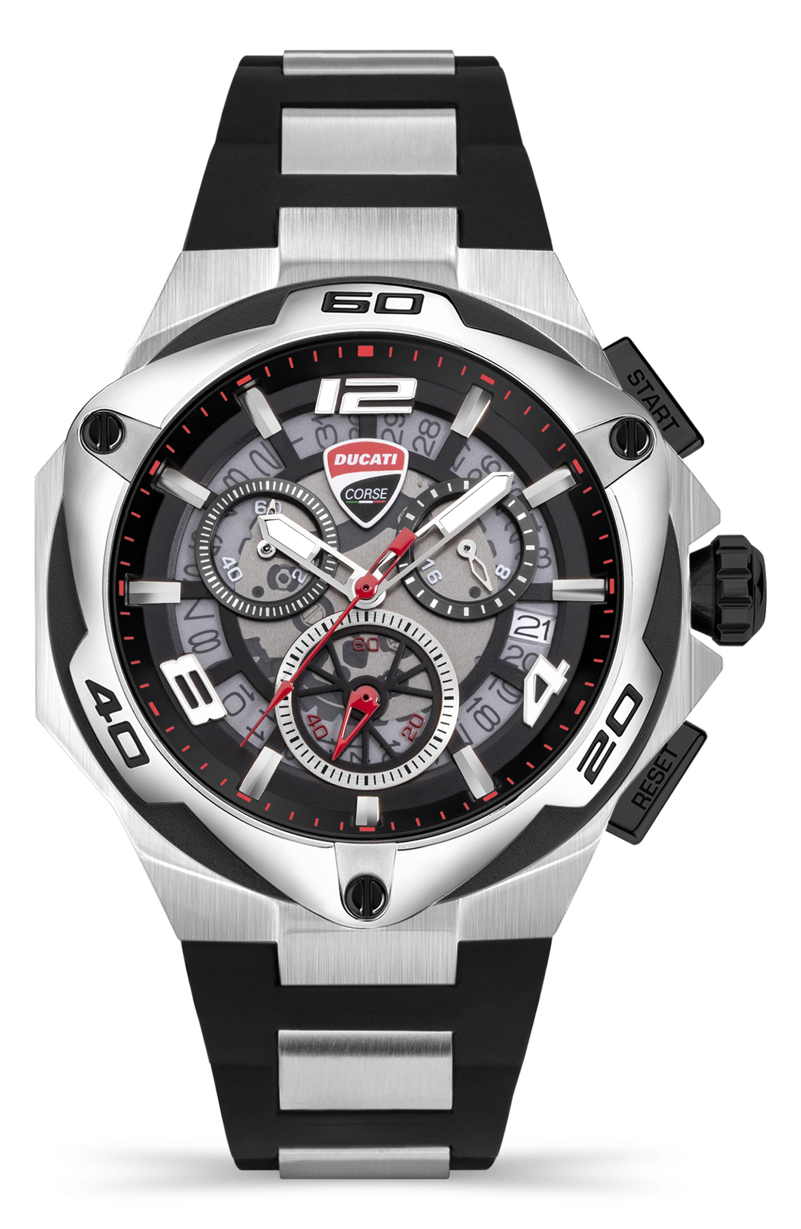 Ducati Corse Motore Chronograph Silicone Strap Watch, 49mm