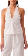 SNDYS Pascal Deep Halter Neck Cotton & Linen Blend Top