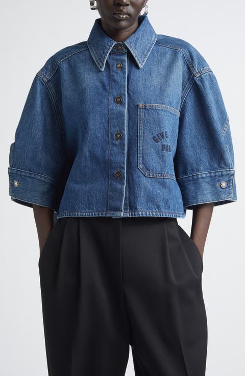 Cocoon Crop Denim Shirt Jacket