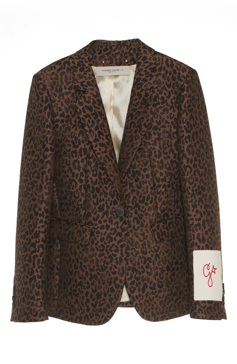 Golden Goose Dune Leopard Virgin Wool Blend Blazer, Alternate, color, New Bison/ Black