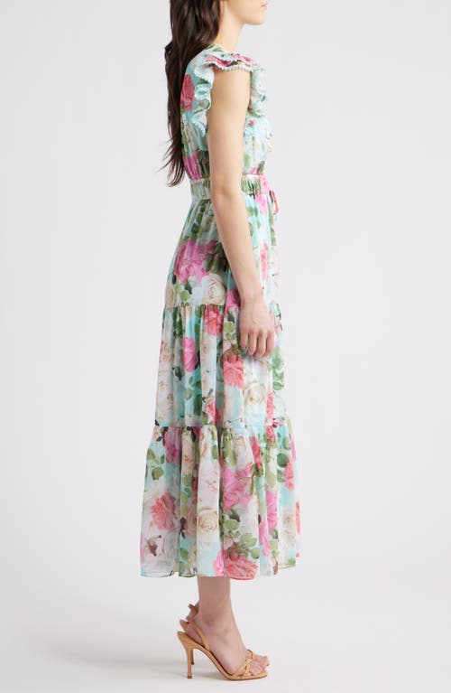 Anne Klein Floral Ruffle Drawstring Waist Dress