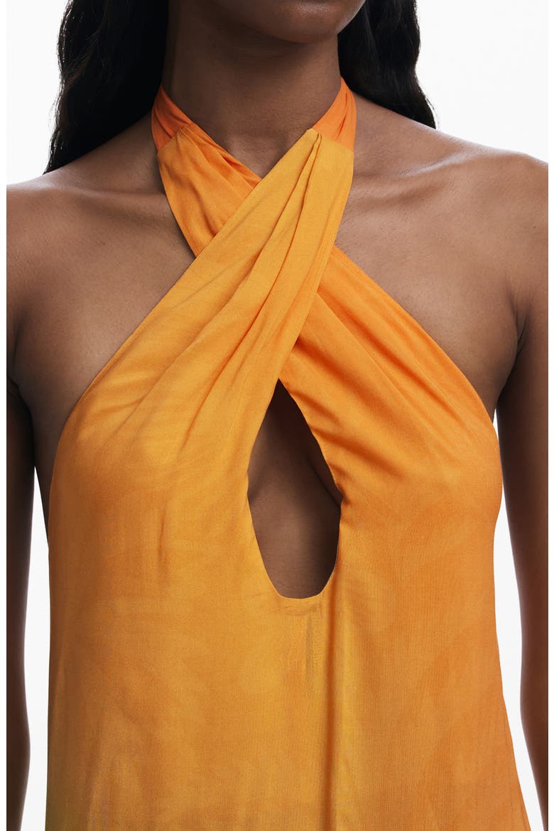 Halter Maxi Cover-Up Dress, Alternate, color, ORANGE MULTI