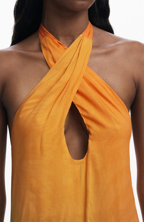 Desigual Halter Maxi Cover-up Dress In Orange Multi