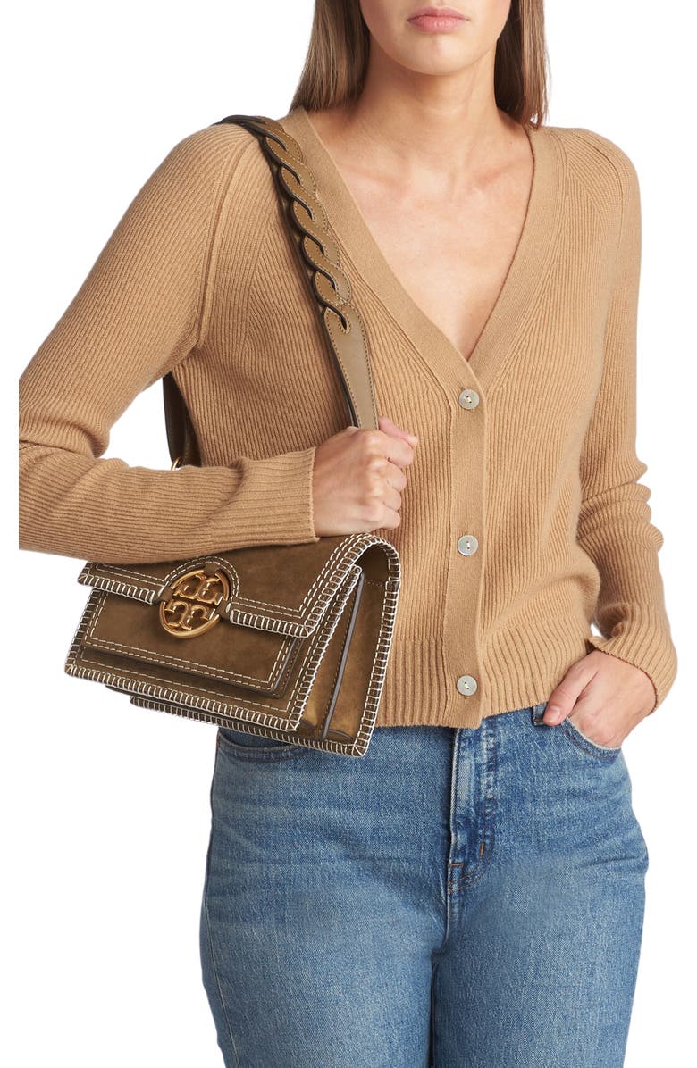 Tory Burch Miller Small Suede Shoulder Bag, Alternate, color,