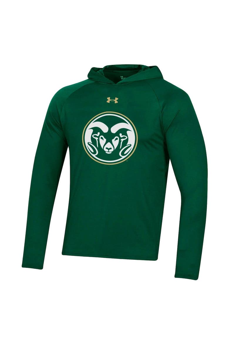 Men's Under Armour  Green Colorado State Rams School Logo Raglan Long Sleeve Hoodie Performance T-Shirt, Alternate, color, Green
