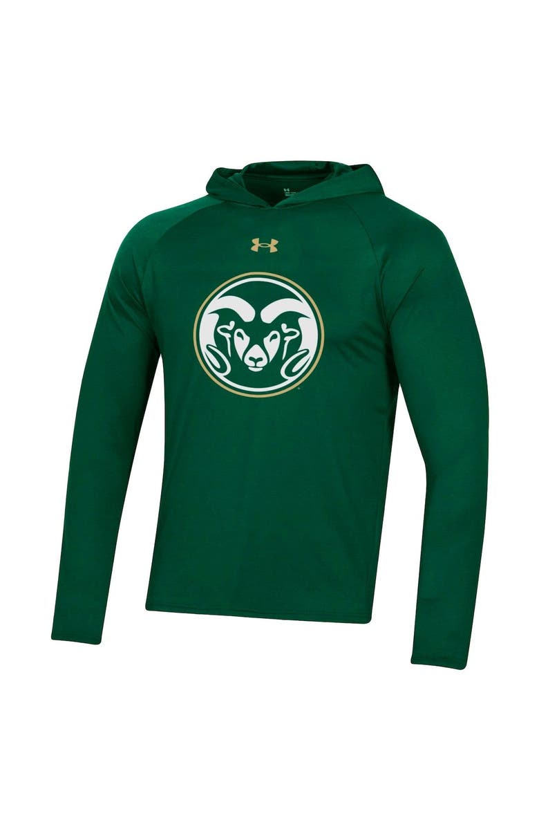 Under Armour Men's Under Armour Green Colorado State Rams School Logo Raglan Long Sleeve Hoodie Performance T-Shirt, Alternate, color, Green
