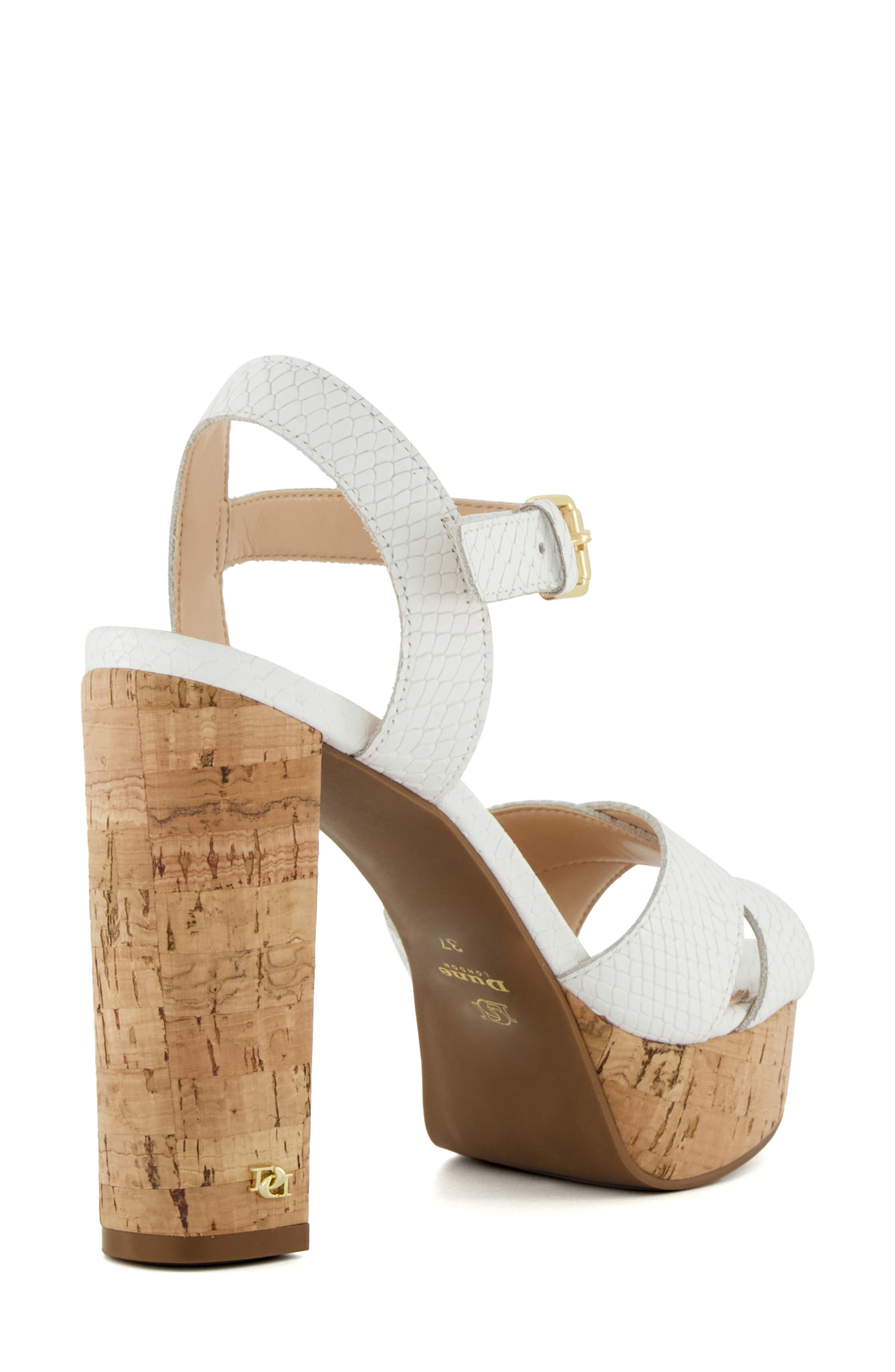 Dune London Jealous Platform Sandal, Alternate, color, White
