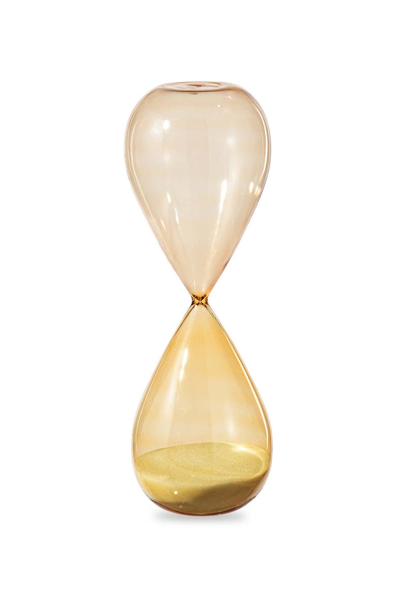 Glitzhome Modern Double-layered Amber Hourglass 30-Minute Sand Timers, Alternate, color, Gold